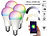 Alexa Birne: Luminea Home Control 4er-Set WLAN-LED-Lampen, E27, RGB-CCT, 9W (ersetzt 75W), F, 800lm, App