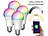 Luminea Home Control 4er-Set WLAN-LED-Lampen, für Amazon Alexa,GA, E27, RGBW, 15 W Luminea Home Control WLAN-LED-Lampen E27 RGBW