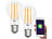 Luminea Home Control LED-Filament-Lampe, komp. zu Amazon Alexa / GA, 2700 K 2er-Set Luminea Home Control WLAN-LED-Filament-Lampe E27 weiß