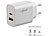 USB Schnellladegerät: revolt USB-Netzteil für Typ A & C, PD bis 20 Watt, Quick Charge 3.0, 3 A