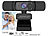 Webcam für Laptop: Somikon Full-HD-USB-Webcam mit Autofokus und Dual-Stereo-Mikrofon, 60 B./Sek.