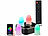 Lunartec 4er-Set wetterfeste Akku-LED-RGBWW-Kerzen, Ladesch., App, Fernbed. Lunartec 