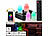 Lunartec 4er-Set wetterfeste Akku-LED-RGBWW-Kerzen, Ladesch., App, Fernbed. Lunartec Akku-LED-Kerzen-Sets mit Ladestation