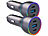 revolt 2er-Set Kfz-USB-Ladegeräte 12/24 V mit insg. 135 W, 2x USB-C, 1x USB-A revolt Kfz-USB-Netzteile mit Quick Charge & Power Delivery, für Notebooks