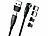 Callstel 4er-Set USB-C/A-Daten- & Ladekabel, USB-C- & Lightning-Magnet-Stecker Callstel Magnetische 360°-USB-C/A-Daten- und Ladekabel