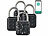 Xcase 4er-Set Metall-Vorhängeschlösser, Zahlencode, App, Bluetooth 5, IP67 - Xcase Vorhängeschlösser mit Zahlencode und App
