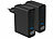 revolt 2er-Set 4-Port-USB-Netzteile, Display, 3x USB-C PD 100W, USB-A QC 30W revolt USB-Wandnetzteile mit USB-A und USB-C, PD und QC