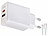 revolt Kompaktes 2-Port-USB-Netzteil, USB-C PD 65 W, USB-A QC 18 W, GaN revolt USB-Wandnetzteile mit USB-A und USB-C, PD und QC
