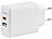 revolt Kompaktes 2-Port-USB-Netzteil, USB-C PD 65 W, USB-A QC 18 W, GaN revolt USB-Wandnetzteile mit USB-A und USB-C, PD und QC