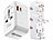 revolt Universal-Reiseadapter, USB-C PD 20 W, QC 18 W, für US/EU/UK/AUS revolt Reiseadapter mit USB-C Power Delivery & USB-A Quick Charge, für Stecker & Steckdosen Typ A, I, C, G
