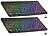 GeneralKeys 2er Kompakte Multi-Device-Akku-Funktastatur Bluetooth, LED, QWERTZ GeneralKeys Ultraflache, beleuchtete Funk- & Bluetooth Tastatur