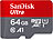 Micro-SDS für Tablet: SanDisk Ultra microSDXC, 64 GB, 120 MB/s, Class 10, U1, A1, mit Adapter