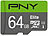 PNY Elite microSD, mit 64 GB und SD-Adapter, lesen bis zu 100 MB/s PNY microSD-Speicherkarten UHS U1