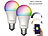 Luminea Home Control 2er-Set WLAN-LED-Lampe, E27, RGB-CCT, 14W (ersetzt 150W), 1.520lm, App Luminea Home Control WLAN-LED-Lampen E27 RGBW