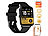 Smart Uhr: newgen medicals ELESION-kompatible Fitness-Smartwatch, Bluetooth, App, Metall, IP67
