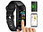 newgen medicals ELESION-kompatibles Fitness-Armband, Farbdisplay, Bluetooth, App, IP68 newgen medicals Fitness-Armbänder mit Puls-/Blutdruck-/Körpertemperatur-Anzeige und Smart-Home-Steuerung