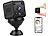 Somikon Mobile Akku-IP-Kamera, HD 720p, Bewegungserkennug, Nachtsicht, WLAN Somikon HD-Micro-IP-Überwachungskameras mit Nachtsicht und App