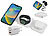 Callstel 3in1-Ladestation für iPhone/AirPods/Apple Watch + 2-Port-USB-Netzteil Callstel Faltbare Qi-kompatible 3in1-Ladestationen für Smartphone, Apple Watch & AirPods