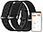 newgen medicals 2er-Set smarte Fitnesstracker-Armbänder mit App, 150 mAh, IP68 newgen medicals Smarte Fitnesstracker-Armbänder mit App