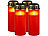 PEARL 4er-Set XXL-Solar-LED-Grabkerzen mit Dauerlicht und Akku, 21 cm, rot PEARL