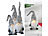 infactory 3er-Set Deko-Wichtel mit leuchtender Nase, Batteriebetrieb, 34cm, grau infactory Deko-Wichtel mit LED-Beleuchtung