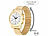 St. Leonhard Sprechende Seniorenuhr mit Funk, filigranes Ziffernblatt, vergoldet St. Leonhard Sprechende Senioren Funk Armbanduhren