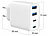 revolt Ultrakompaktes 4-Port-USB-Netzteil, USB-C PD + QC, bis 40 Watt, weiß revolt Ultrakompakte GAN 4-Port-USB-Netzteile mit USB-C Power Delivery und USB-A Quick Charge 