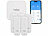 Luminea Home Control 5er-Set Temperatur- & Feuchtigkeitssensoren, WLAN-Gateway, App, IP65 Luminea Home Control Funk-Temperatur- & Luftfeuchtigkeitssensoren für innen und außen mit WLAN-Gateway und App 