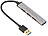 PEARL USB-Hub mit 4 Ports, 1x USB 3.0, 3x USB 2.0, bis 5 Gbit/s, Aluminium PEARL Passive 4-Port-USB-Hubs mit 1x USB 3.0 und 3x USB 2.0