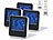 PEARL 4er-Set kompakte Digital-Reisewecker mit Thermometer, Kalender & Timer PEARL Digitale Reisewecker mit Thermometer