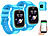 TrackerID 2er-Set 4G-GPS-Kinder-Smartwatches, Videoanruf, Gorilla-Glas, blau TrackerID 4G-GPS-Kinder-Smartwatches mit Videoanruf, Herzfrequenz- und SpO2-Messung