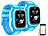 TrackerID 2er-Set 4G-GPS-Kinder-Smartwatches, Videoanruf, Gorilla-Glas, blau TrackerID 4G-GPS-Kinder-Smartwatches mit Videoanruf, Herzfrequenz- und SpO2-Messung
