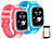 TrackerID 2er-Set 4G-GPS-Kinder-Smartwatches, Videoanruf, Gorilla-Glas,blau/pink TrackerID 4G-GPS-Kinder-Smartwatches mit Videoanruf, Herzfrequenz- und SpO2-Messung
