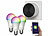 Luminea Home Control 3er-Set WLAN-LED-Lampen mit Lichtschalter, E27, RGB-CCT, 14 W Luminea Home Control WLAN-LED-Lampen E27 RGBW
