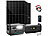 revolt On-Grid-Powerstation & Solar-Konverter, Akku-Erweiterung,3 Solarmodule revolt 2in1-Hochleistungsakkus & On-Grid-Solar-Konverter mit WLAN, App & Solarmodulen