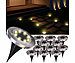 Lunartec 12er-Set Akku-Solar-Bodenleuchten, Edelstahlgehäuse, 8 LEDs, wamweiß Lunartec LED-Solar-Bodenleuchten