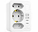 revolt 2er-Set 8-in-1 Mehrfach-Steckdosen-Adapter, USB-Ladeports, 15 Watt revolt Mehrfach-Steckdosen-Adapter mit USB-Ports und Nachtlicht