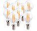 Luminea 9er-Set LED-Filament-Lampen, G45, E14, 470 lm, 4 W, 2700 K, dimmbar, E Luminea LED-Filament-Tropfen E14 (warmweiß)