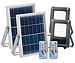 Luminea 2er-Set Solar-LED-Fluter für außen, RGBW, 10 Watt, mit Fernbedienung Luminea Wetterfeste Solar-LED-Fluter mit Dämmerungs-Sensor (RGBW)