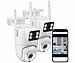 7links 2er Dual-Objektiv-IP-Außen-Kamera, 2x 2K, 3MP, Pan-Tilt, 360°, WLAN 7links Dual-Objektiv-Pan-Tilt-IP-Kameras, Geräuscherkennung, Patrouillen-Funktion, Farb-Nachtsicht