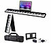 auvisio Faltbares Klavier, 88 halbgewichtete Leuchttasten, MIDI, App, Tasche auvisio Faltbares E-Pianos mit halbgewichteten Tasten, Sustain-Pedal, App