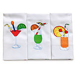 K�chent�cher 3er-Set bestickt mit Cocktail saugf�hige Baumwolle 