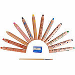 Playtastic 3in1-Buntstifte-Set, 12 Farben, Pinsel und Anspitzer, ab 3 Jahren Playtastic Buntstifte-Sets mit Pinseln und Anspitzern