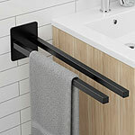 BadeStern Zweiarmiger Handtuchhalter, ohne Bohren, Edelstahl, 39 cm, schwarz BadeStern Handtuchhalter, ohne Bohren, selbstklebende 
