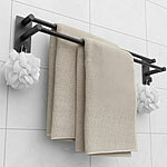 BadeStern Edelstahl-Doppel-Handtuchhalter mit 2 Haken, selbstklebend, 67,5 cm BadeStern Handtuchhalter, ohne Bohren, selbstklebende 