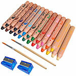 Playtastic 2er-Set 3in1-Buntstifte-Sets,12 Farben,Pinsel & Anspitzer,ab 3 Jahren Playtastic Buntstifte-Sets mit Pinseln und Anspitzern