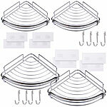 BadeStern 4er-Set Edelstahl-Duschablagen mit 4 Haken, selbstklebend BadeStern Duschablagen 