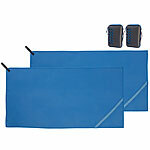PEARL 2er-Set Mikrofaser-Handtücher mit Tasche, 100 x 50 cm, blau PEARL Mikrofaser-Handtücher