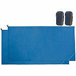 PEARL 2er Mikrofaser-Handtuch mit Tasche,schnell trocknend,200 x 100 cm,blau PEARL Mikrofaser-Handtücher