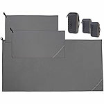 PEARL 3er-Set Mikrofaser-Handtücher, schnell trocknend, Tasche, anthrazit PEARL Mikrofaser-Handtücher